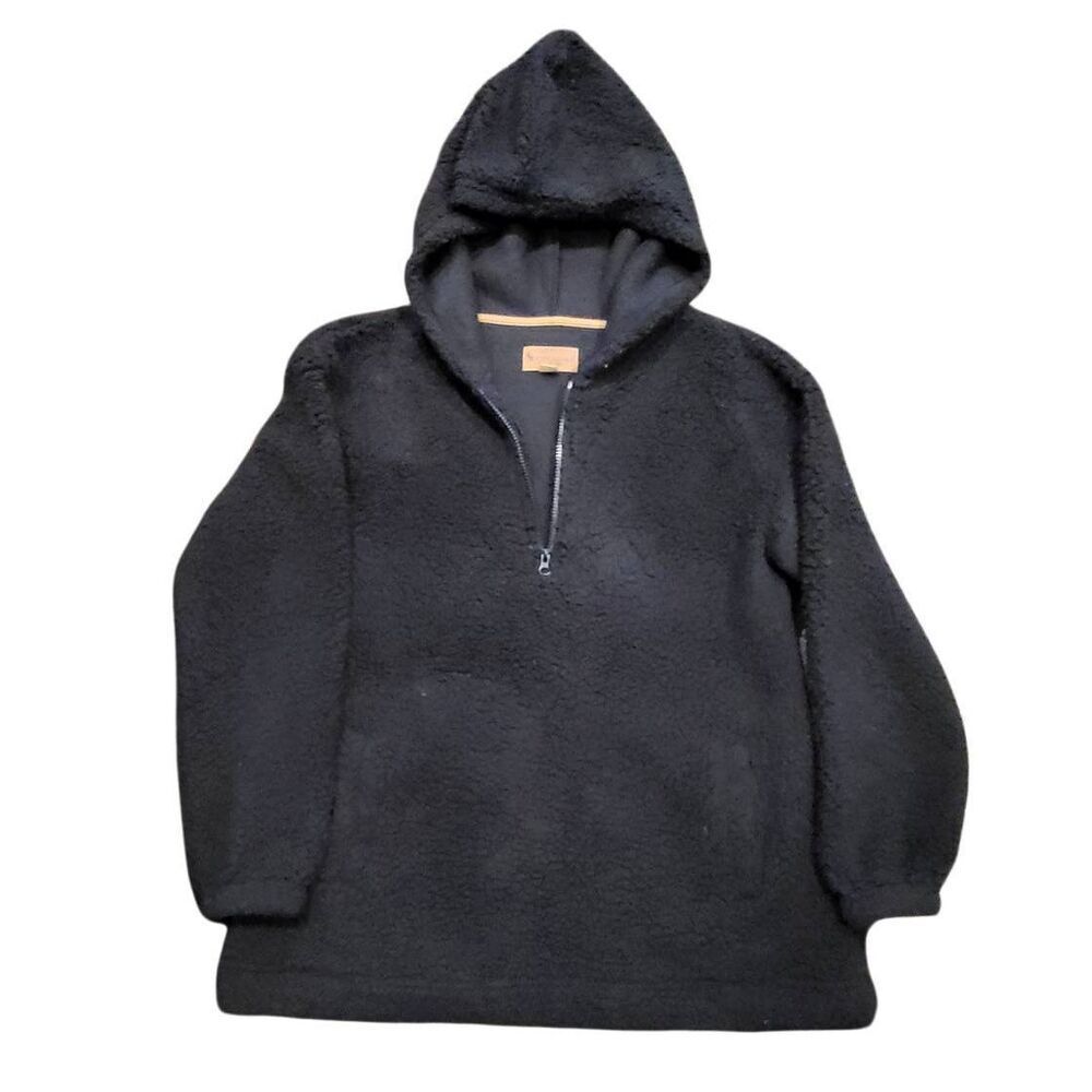 Koolaburra UGG Hoodie Women's Medium Black Sherpa Fleece Half Zip Cozy Warm